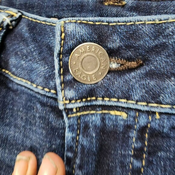 American Eagle Outfitters Jeans Mens 28x30 Dark Wash Stretch Low Rise Bootcut - Picture 3 of 16